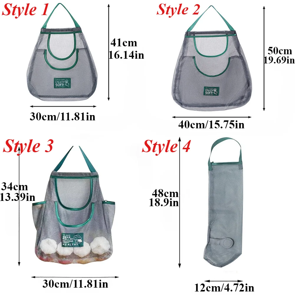 Multi-purpose Kitchen Hanging Storage Bags Large Capacity Breathable Mesh Bag Portable Ginger Garlic Potatoes Onions Pouch Bag