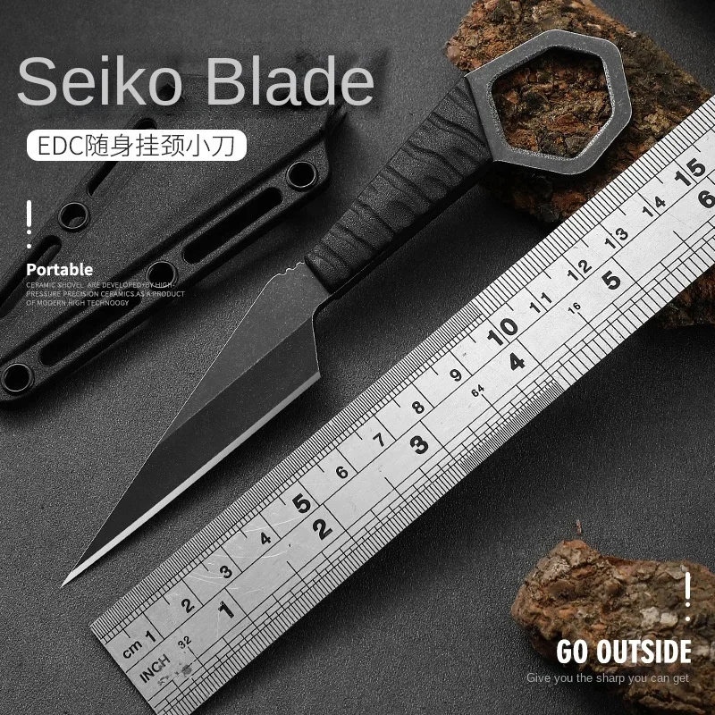 Cuchillo táctico EDC, Mini cuchillo de collar de defensa corporal, portátil, montañismo, autodefensa, funda K de cuchillo para exteriores