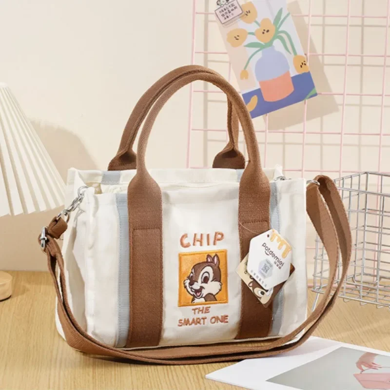 New Disney Dopamine Series Canvas Crossbody Bag Cartoon Winnie The Pooh Large Capacity Tote Bag Girl Gift Commuting