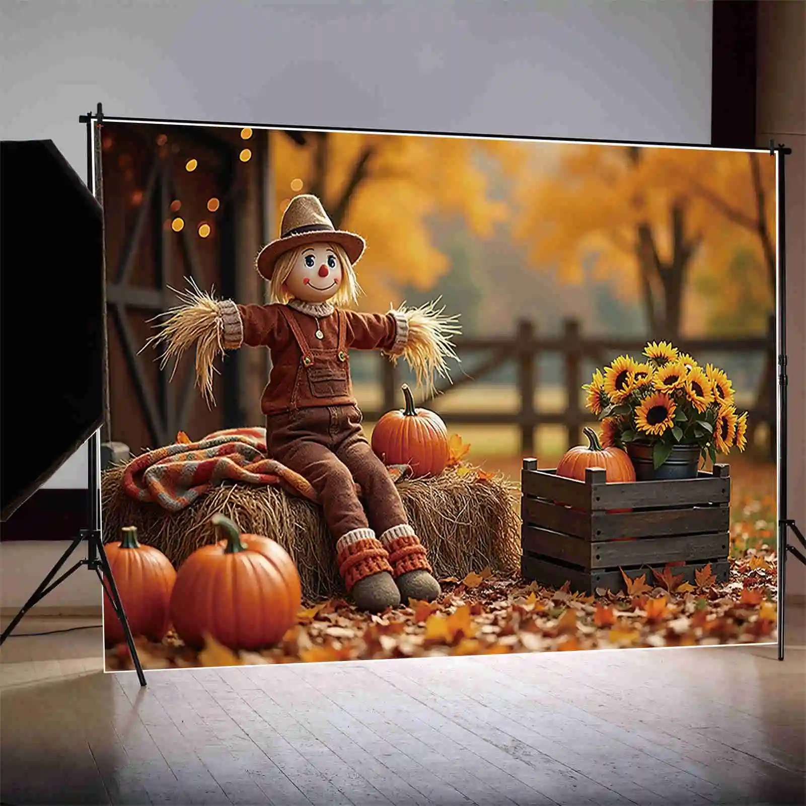 MOON.QG-خلفية عيد الشكر لاستوديو الصور ، الخلفية ، الفزاعة ، القرية ، الحديقة ، مزرعة الأطفال ، الحصاد ، لوازم التصوير الفوتوغرافي ، الخريف