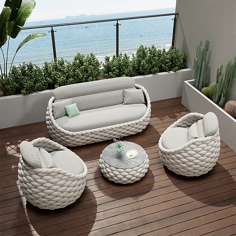 fulin Nordic luxury yard furniture outdoor rattan chair seating garden sofa set