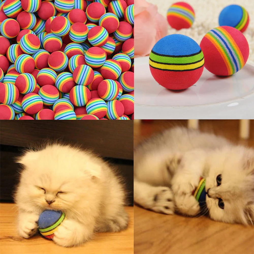 6pcs Rainbow Cat Toy Balls Durable Safe Quiet EVA Foam Interactive Toys for Cat Dog Play Chewing Molar Balls Pet Toys Supplies