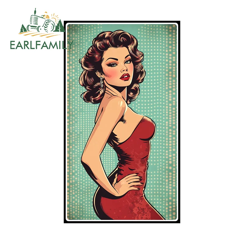 EARLFAMILY Pinup Girl Fine Stickers Attractive Anime Decal Occlusion Scratch Waterproof Sunscreen PVC Trolley SUV Accessories