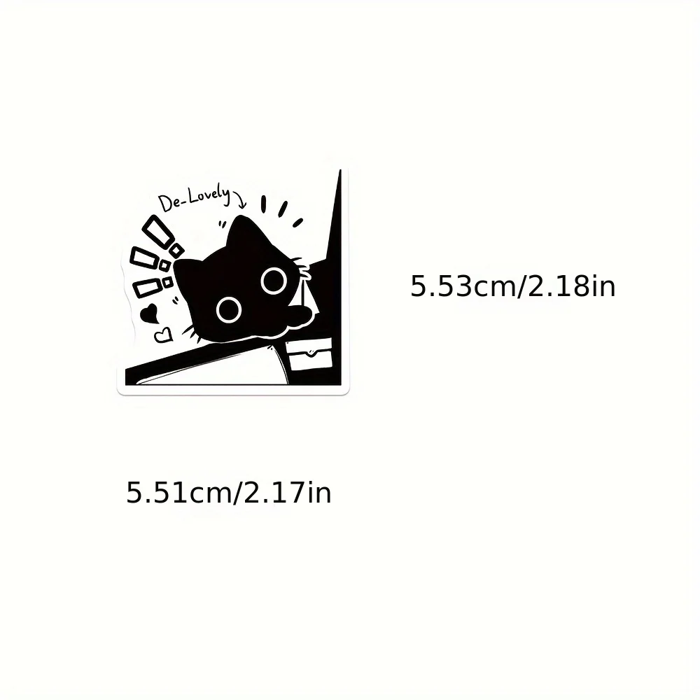 50Pcs Cat Little Black Funny Daily Life Notes Graffiti Stickers Minimalist DIY Luggage Guitar Water Cup Phone Case Laptop Decal