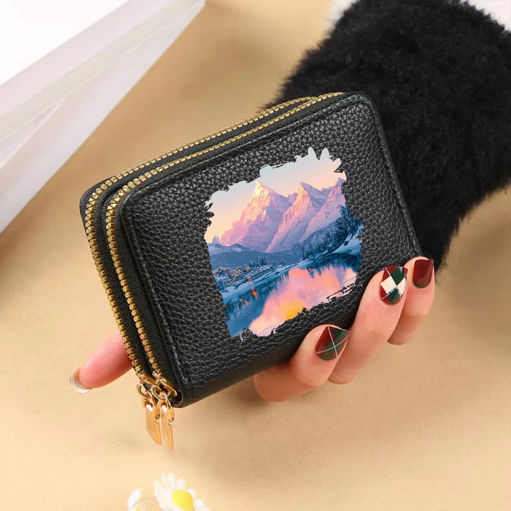 Damen-Geldbörse mit Doppelreißverschluss und individuellem Aufdruck - Personalisierte Zero-Wallet mit einzigartigem Design, modischer Kartenhalter