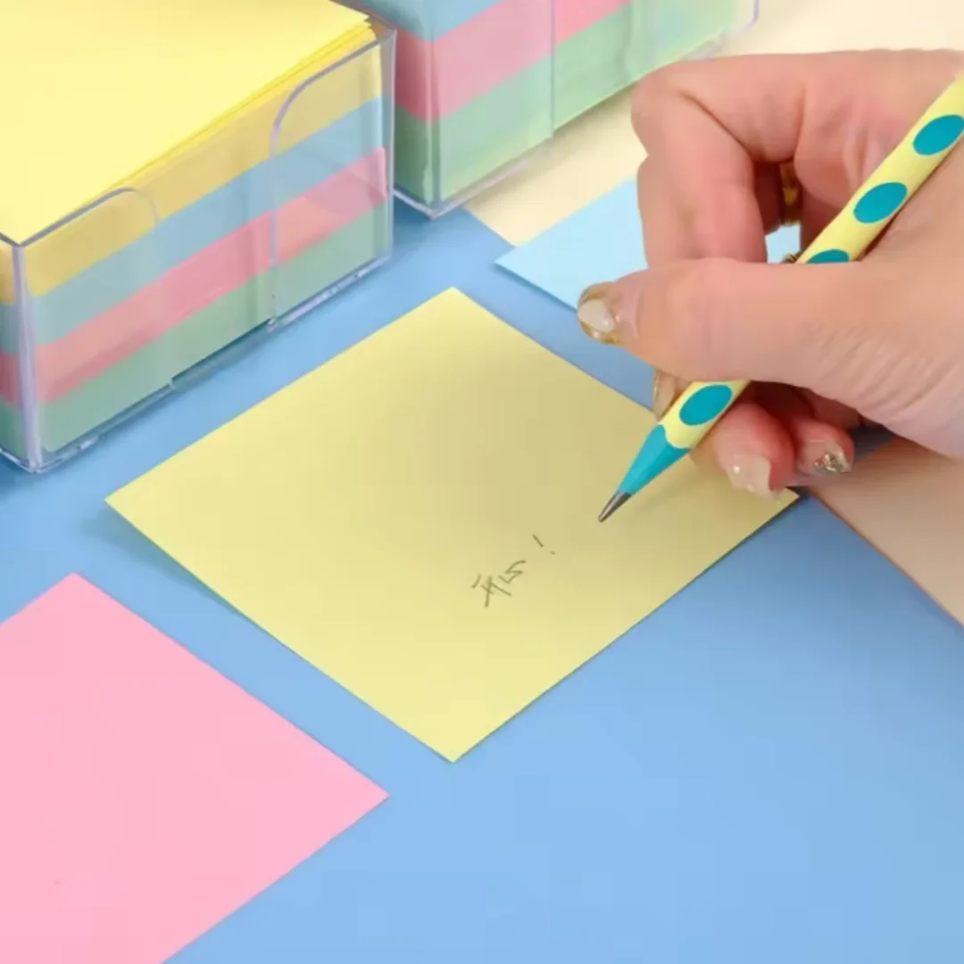 500Sheets Color Posted It Sticky with Acrylic Box Notes Pads Memo Notepad Notebook Stationery Posits Student Message Sticker