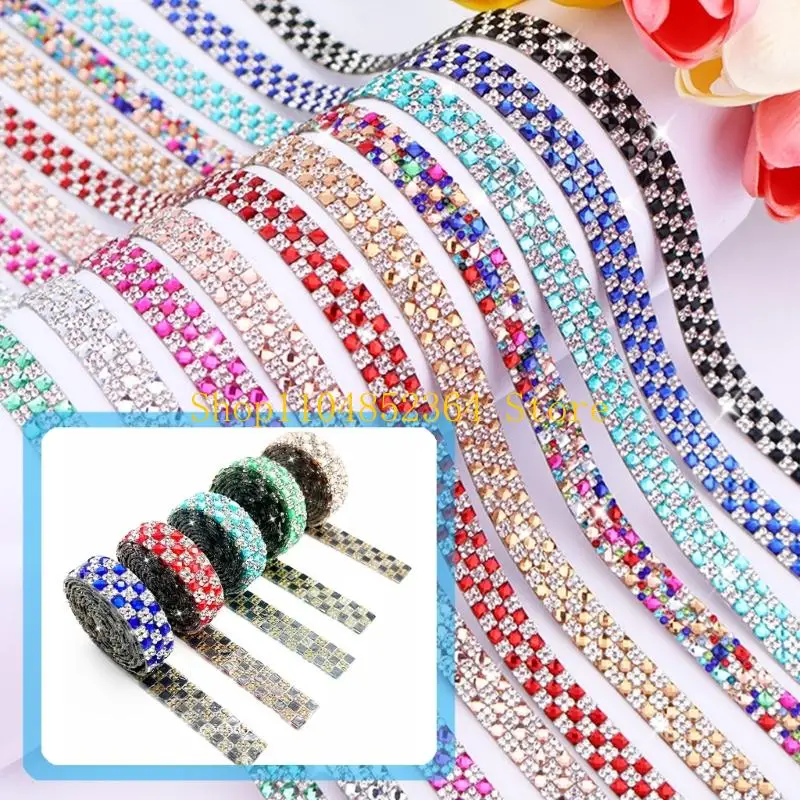 652F Selbstklebendes Kristall-Strassband, Blings, Strassaufkleber, Wickelrolle, Strassstreifen, Klebeband für Autodekorationen – Detail 5