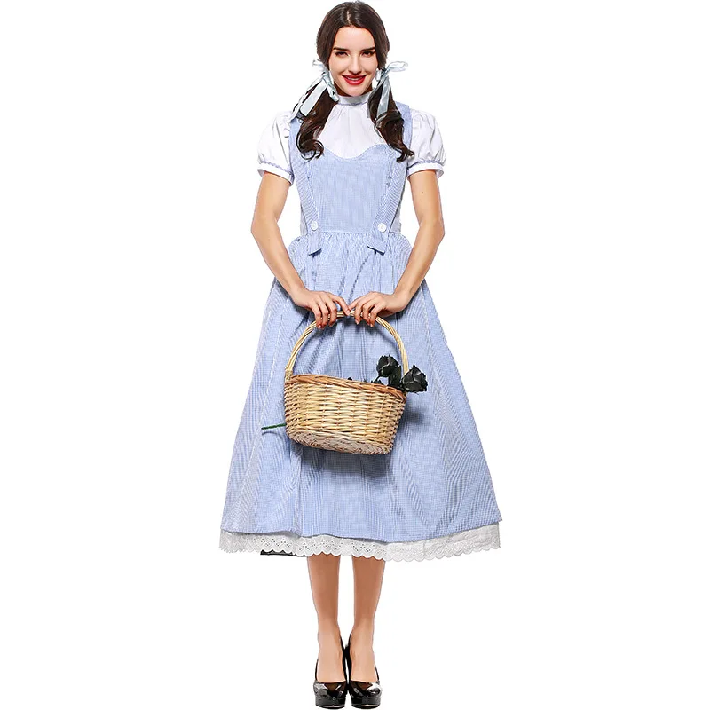 New Fairytale Character Blue Gingham Dress Outfit Womens Wizard Of Oz Dorothy Costume Carnival Costumes For Women S M L XL XXL