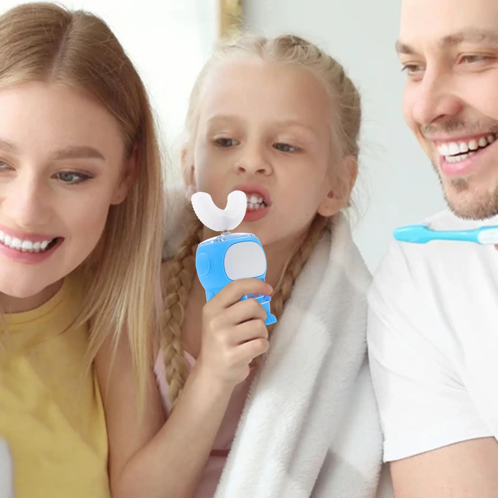

3Pcs Kids Electric Toothbrush Heads U Shaped Food Grade Silicone Replacement for Baby Teeth Cleaning Soft Bristles Comfortable