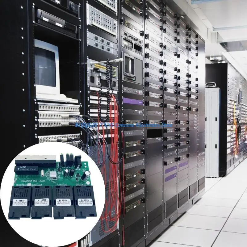 100M Reverse POE Fast Ethernet Fiber Switcher 4F4E Output 3.3V Optically Media Converter Ethernet Board Data Transmission
