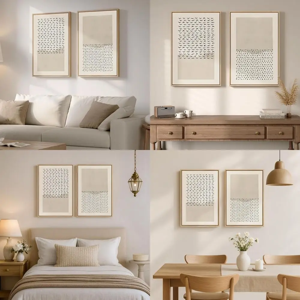 Duo de arte de pared cristiano minimalista, impresiones abstractas beige, 16x24, adecuado para el hogar, la oficina y los espacios de oración