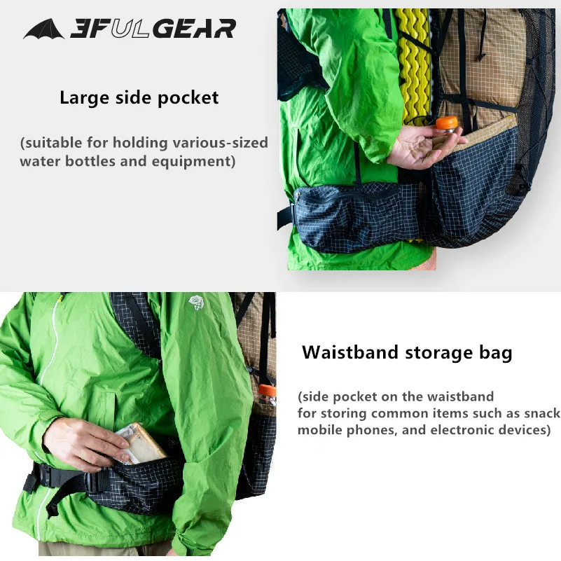 3F UL GEAR Qidian Pro 백팩: 초경량 다이니마, 찢어짐 방지 및 방수 기능, 하이킹에 적합