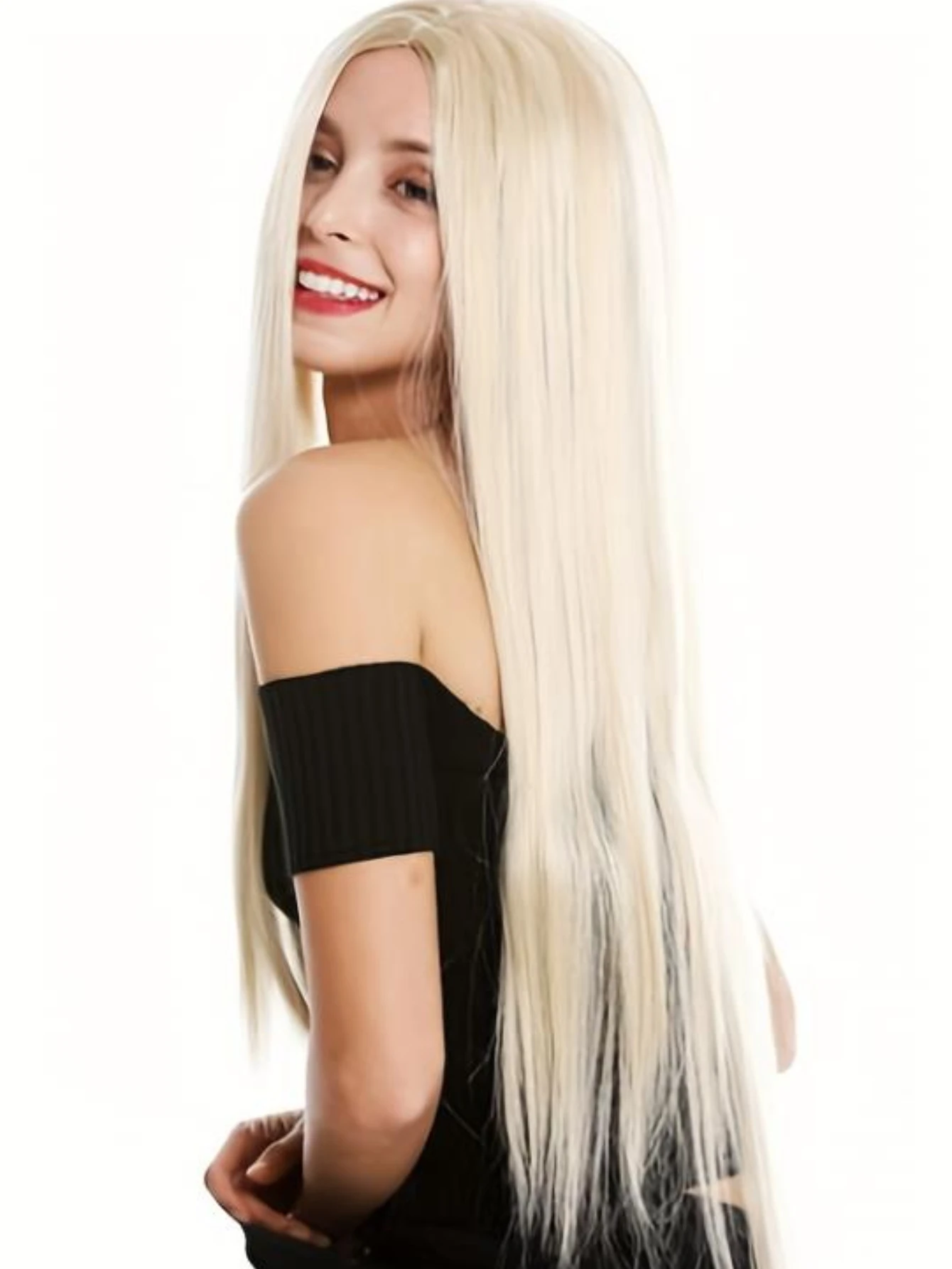 

Costume Wigs Blonde Long Straight Wig Synthetic Wig Anime Cosplay Wig For Halloween Cosplay Party