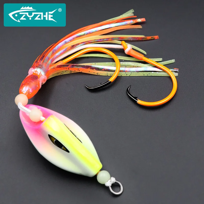 Ganchos de Pesca JIG ZYZHE para Pesca em Alto Mar 100g 150g 200g Isca para Atum Marlim Peixe Espada Equipamentos de Pesca em Água Salgada