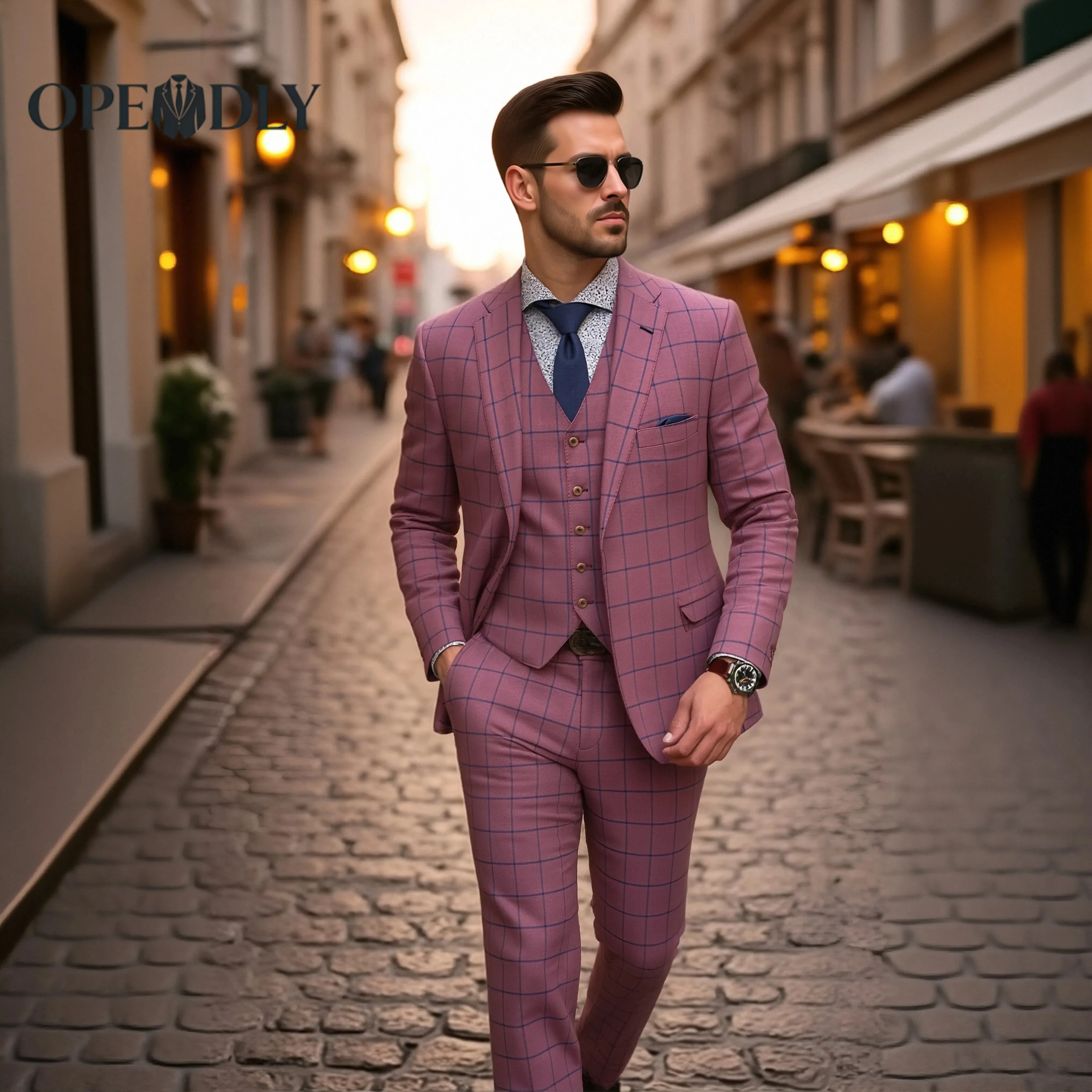 

Custom Tailored Mens 3 Piece Slim Fit Tuxedo Suit Set for Wedding Groom and Groomsmen Formal Attire Blazer Vest Dress Pants