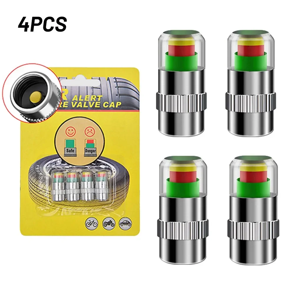 

4 Pcs Car Tire Pressure Monitor Systems Valve Cap Sensor Indicator Tyre Pressure Sensor Pressure Gauge Replacement Parts