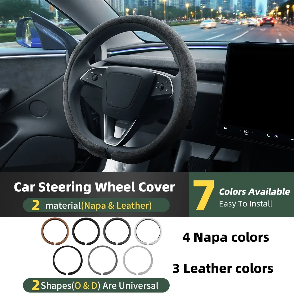 

Universal Steering Wheel Cover Premium Napa/Leather Suede Anti Slip Protector Car Interior Decoration Accessories for Auto SUV