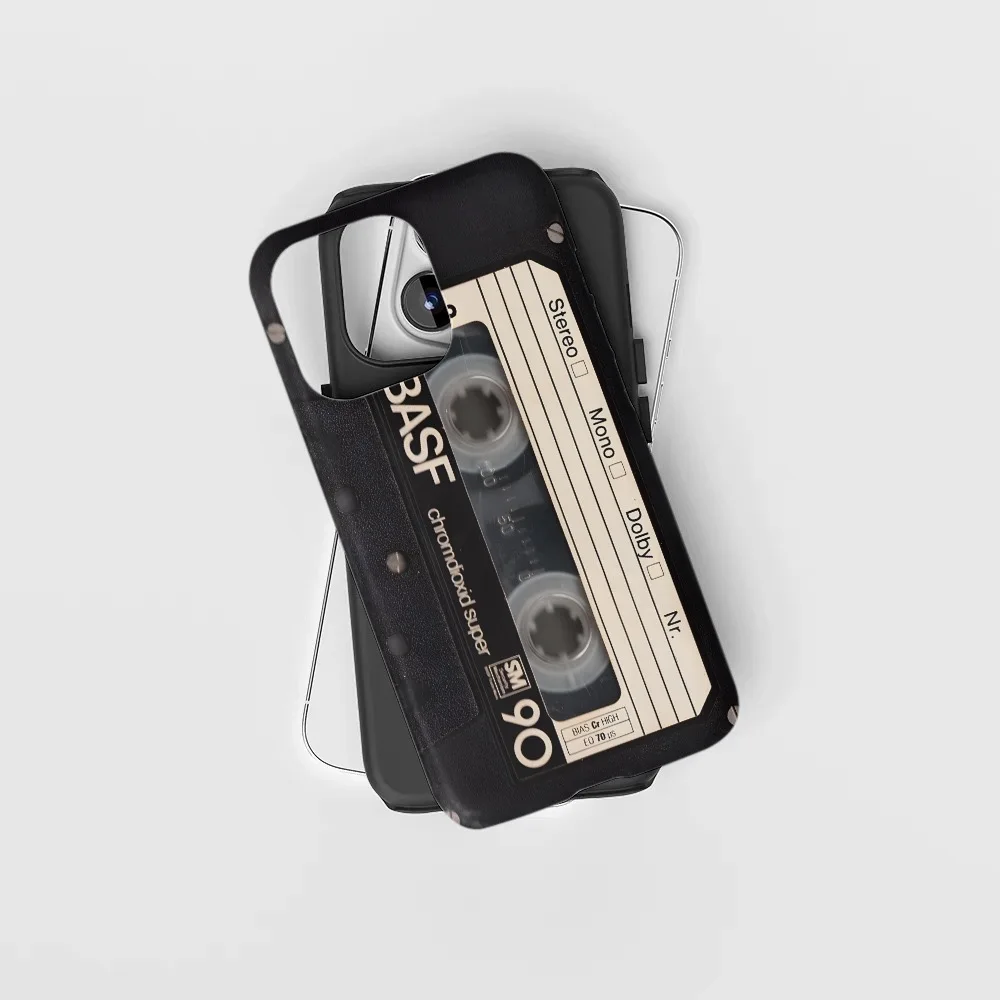 Ins Black Retro Cassette Style Case for IPHONE 17 16ProMax 15 14 13 12 11 PRO Plus Acrylic TPU Two in One Magnetic Phone Cases