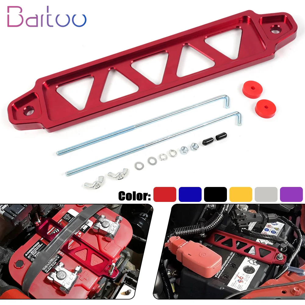 220mm/190mm Aluminum Car Battery Tie Down Mount Holder Bracket Brace Battery Fasten Bracket 19cm For Honda Civic EK EG BTD037