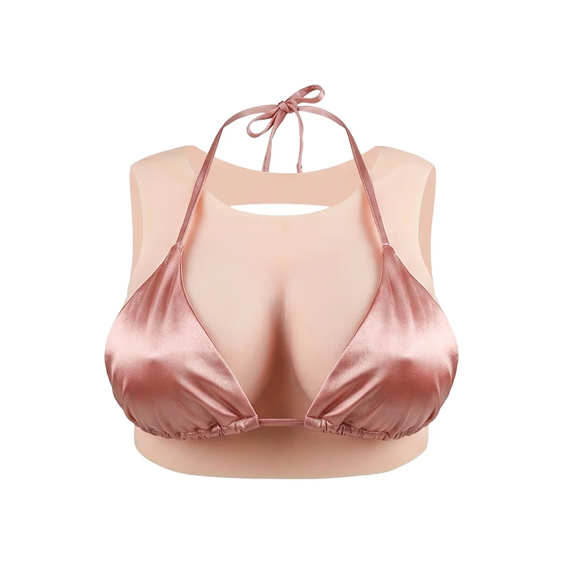 

KUMIIHO Realistic Breast Form Cotton Fake Breast Forms Round Neck Hollow Drag Queen Sissy Fake Boobs Transgender Cosplay
