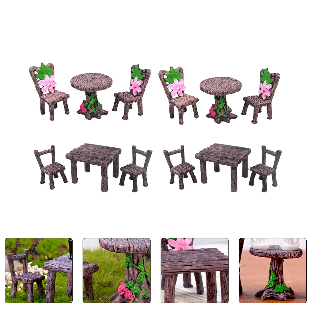 4 セットミニチュア風景アクセサリー細かい細工素敵な小さな装飾 DIY ミニ家具セットミニ樹脂椅子