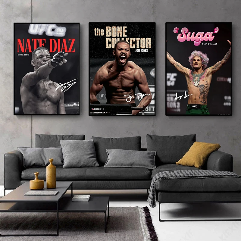 Modern UFC Champions Player Portrait Poster MMA Fighter Nate Diaz Jon Jones Canvas Painting Wall Art for Living Room Decor Mural