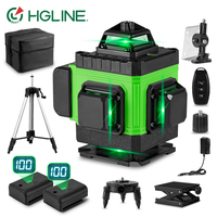 HGLINE 4D 16 Lines Laser Level 1.2/1.5M Tripods Leveling Power Display Horizontal Vertical Levels Tools With APP Remote Control