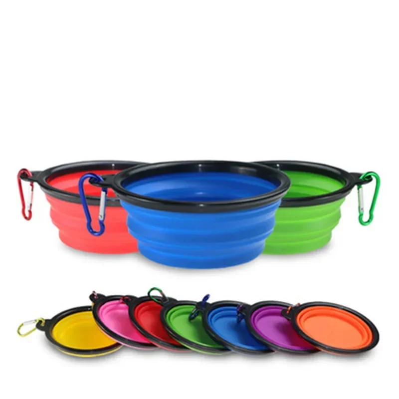 

Collapsible Pet Silicone Dog Food Water Bowl Outdoor Camping Travel Portable Folding Pet Supplies Pet Bowl Dishes with Carabiner