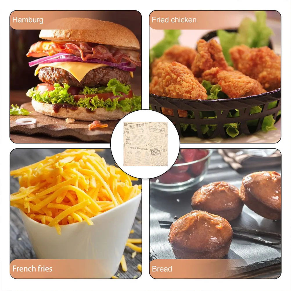 

100pcs 100 Sheets Chicken Roll Wrapping Paper BBQ Baking Sandwich Cheese Fries Packaging Oil Proof Non Odor Reliable
