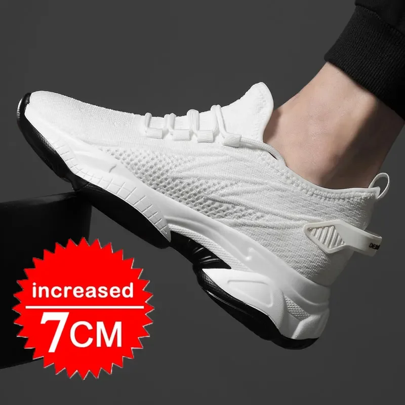 

SYTK Sneakers men elevator shoes for men casual insole 8cm 6cm optiomal heels height increase shoes taller 36-44 increasing