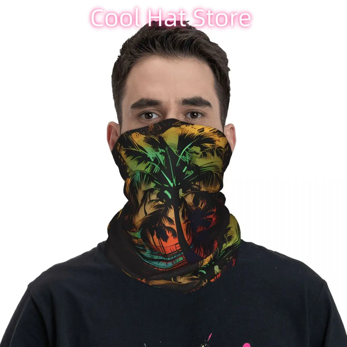 Y2K Summer Beach Coconut Trees Scarf Neckerchief Neck Face Mask Polyester