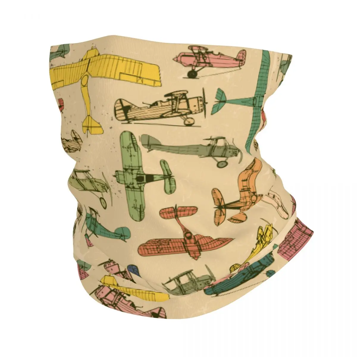 Retro Airplanes Thin Bandana Neck Gaiter Airplane Pattern Wrap Scarf Headband Neck Cover