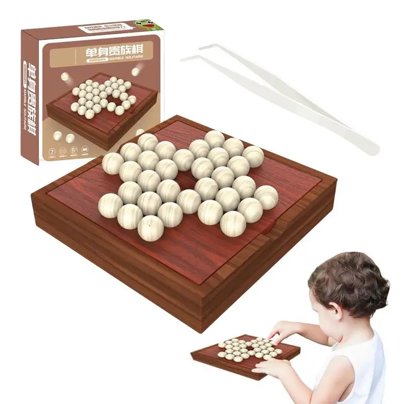 Wooden Tabletop Games For Kids Solitaire Board Game Tick Tac Toe Decorative Board For Coffee Table Board Games For One Player