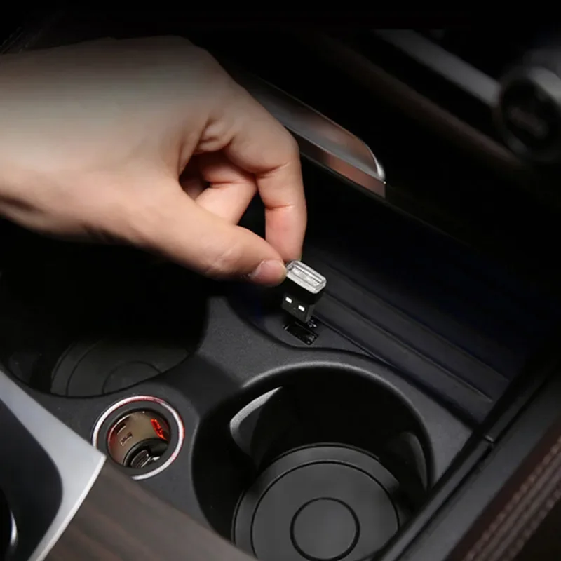 سيارة USB المحيطة ضوء الاكريليك اللون الصدام USB المحيطة ليلة ديكور الإضاءة ضوء اكسسوارات السيارات الداخلية سيارة الديكور
