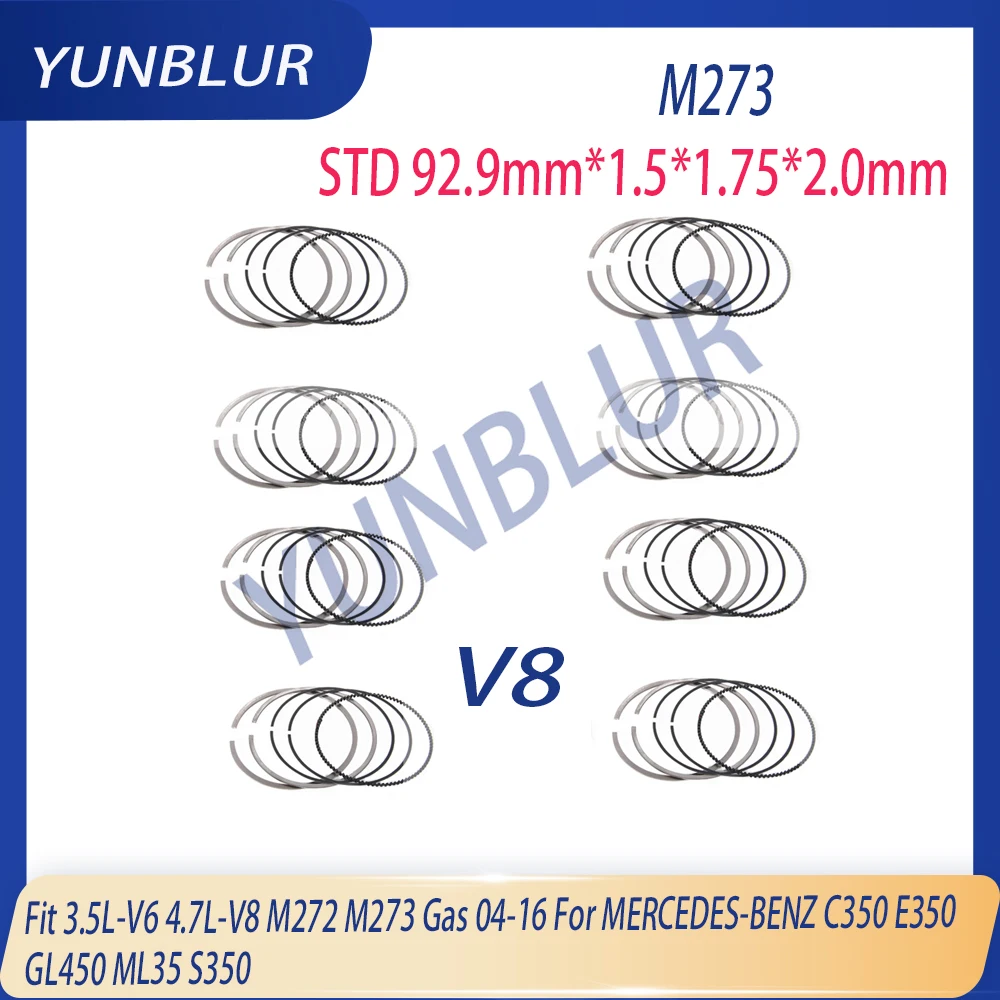 6PCS / 8PCS STD 92.9mm Engine Piston Ring Set Fit 3.5 4.7 L M272 M273 Gas 04-16 For MERCEDES-BENZ C350 E350 GL450 ML35 S350
