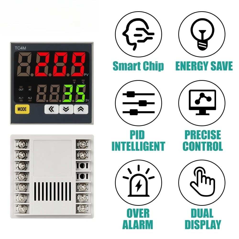 جديد ذكي الرقمية PID ترموستات SSR التتابع الناتج العالمي المدخلات التدفئة كول متحكم في درجة الحرارة منظم 110 فولت 220VAC #3