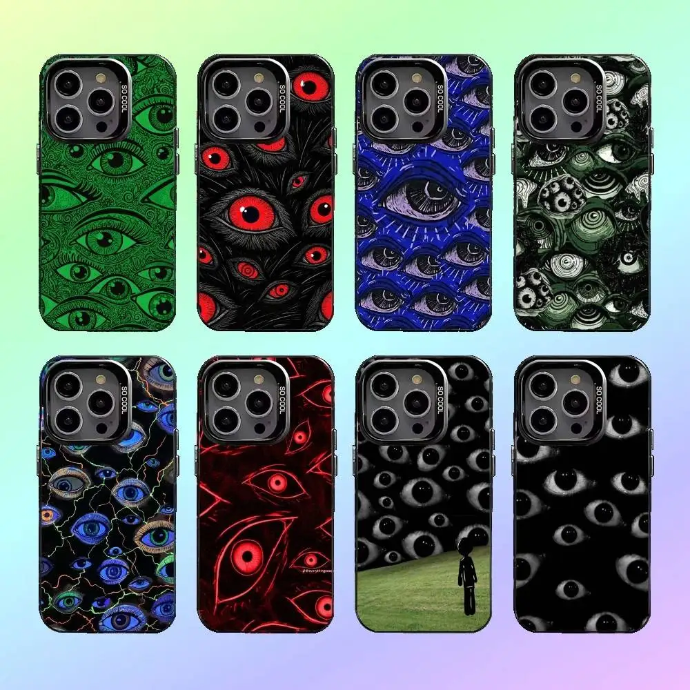 Straszne, zły oczy demona - etui na telefon iPhone 17, 16, 15, 14, 13, 12, 11, kolorowe, srebrne etui na telefon, pokrowiec Funda