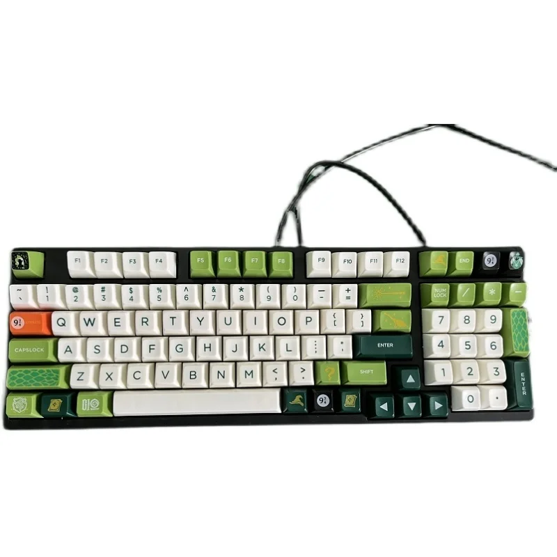 1 Set Magic Slytherin Theme Keycaps SA Profile Keycap Two-color Printing Sealing Glaze Key Caps ABS Material No Oil Not SP