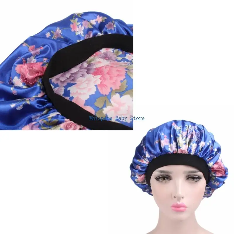 U90E Home Night Hair Bonnet with Smooth Fabric and Broad Head Band