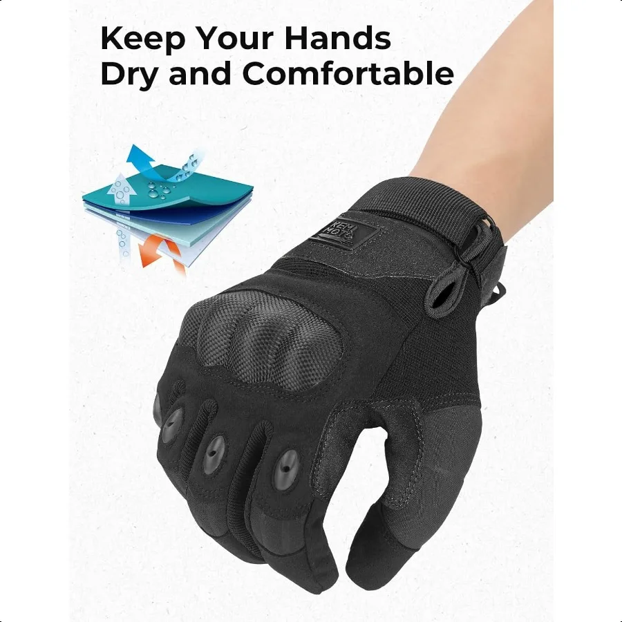 ถุงมือยุทธวิธีสำหรับผู้ชาย ถุงมือขี่มอเตอร์ไซค์แบบหน้าจอสัมผัสพร้อมเปลือกแข็งและแผ่นรองฝ่ามือสำหรับกีฬา ขี่มอเตอร์ไซค์ ปั่นจักรยาน ยุทธวิธี A