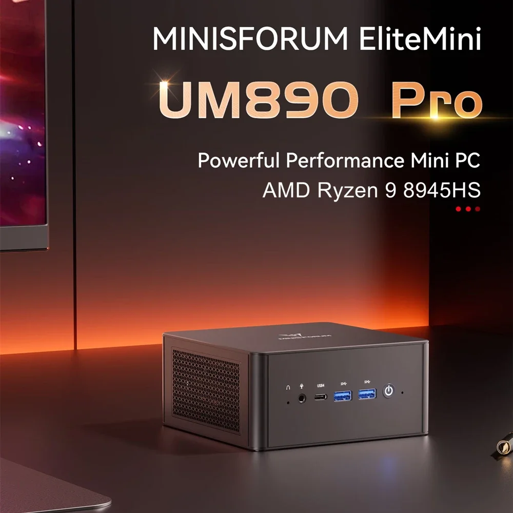 Мини-ПК MINISFORUM UM890 UM880 Pro, игровой AMD Ryzen 9 8945HS 7 8845HS 2 * USB4 2 * DDR5 2*2,5G Oculink, видеокарта, док-компьютер