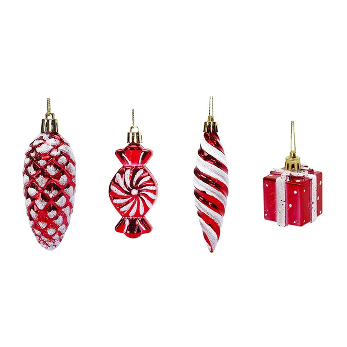 ONCE Accessori pendenti per decorazioni per albero di Natale rosso Ciondolo per decorazioni per finestre di Capodanno per matrimoni, pigna lunga