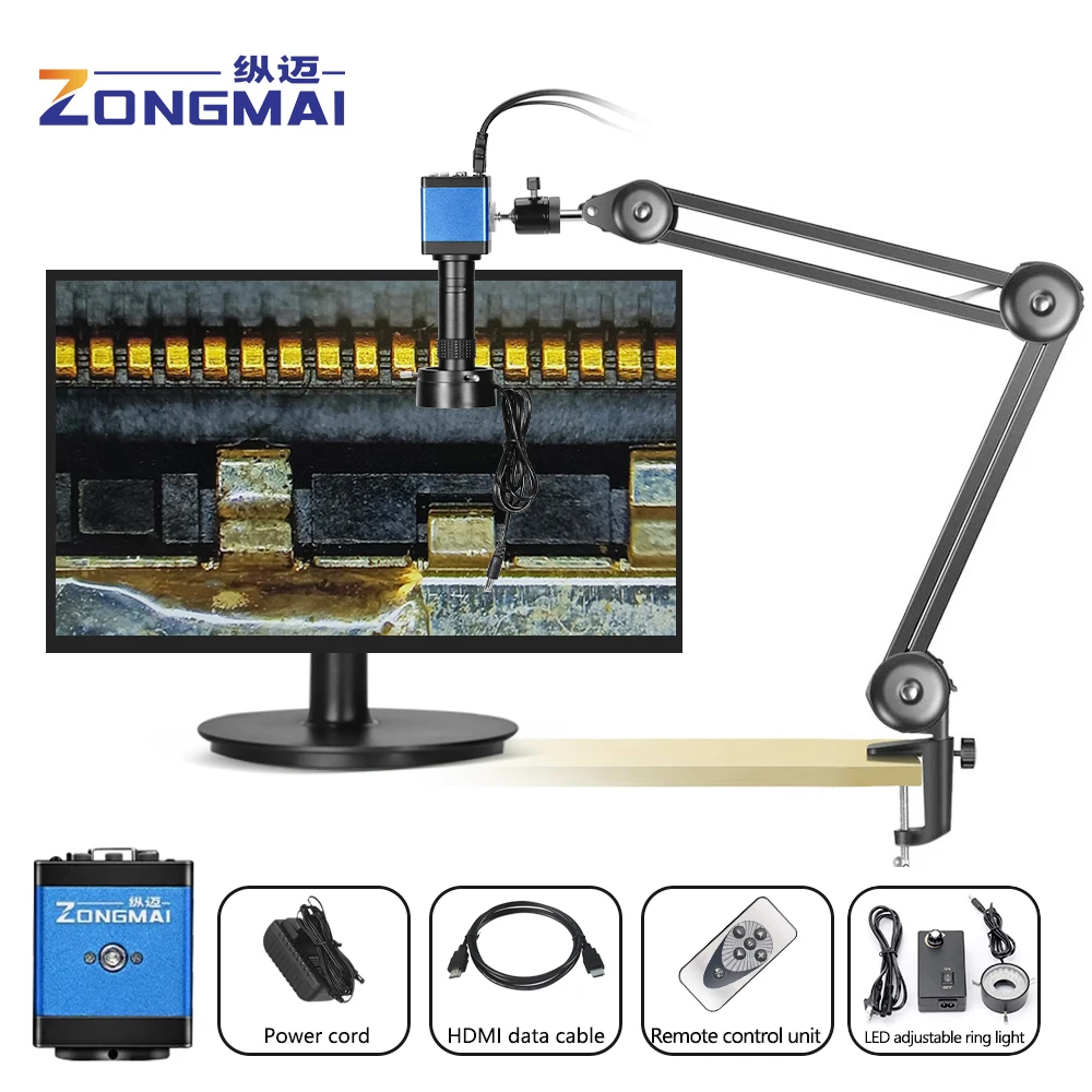 150X Zoom kamera HD VGA/port HDMI mikroskop przemysłowy ulepszony uniwersalny wspornik ramienia do naprawa telefonu spawalniczych PCB