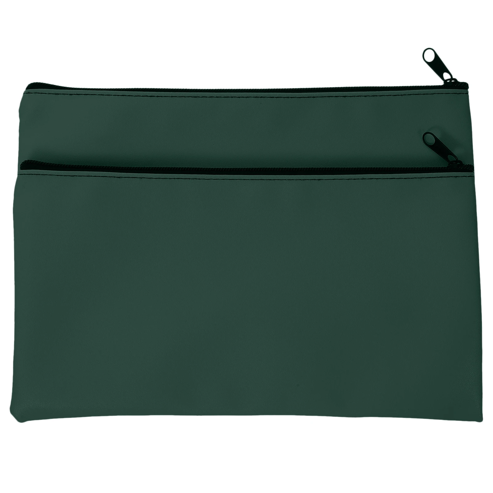 

2pcs Green PU Bill Bag Cash Bags with Zipper for Money Organizer Storage Students Workers Files