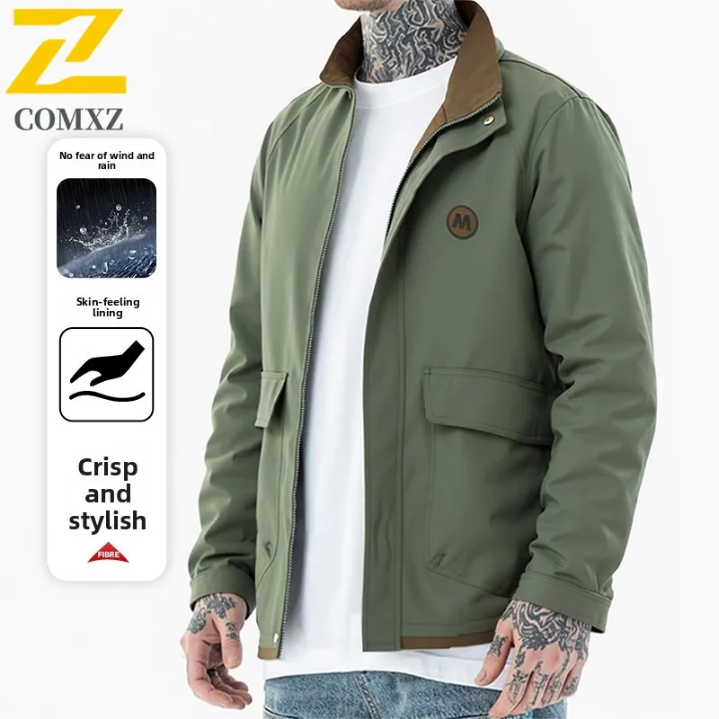 

Stand Up Collar Men's Jacket 2025 New Loose Breathable Windproof Waterproof Zipper Jacket Outdoor Casual Fashion Baseball Jacket