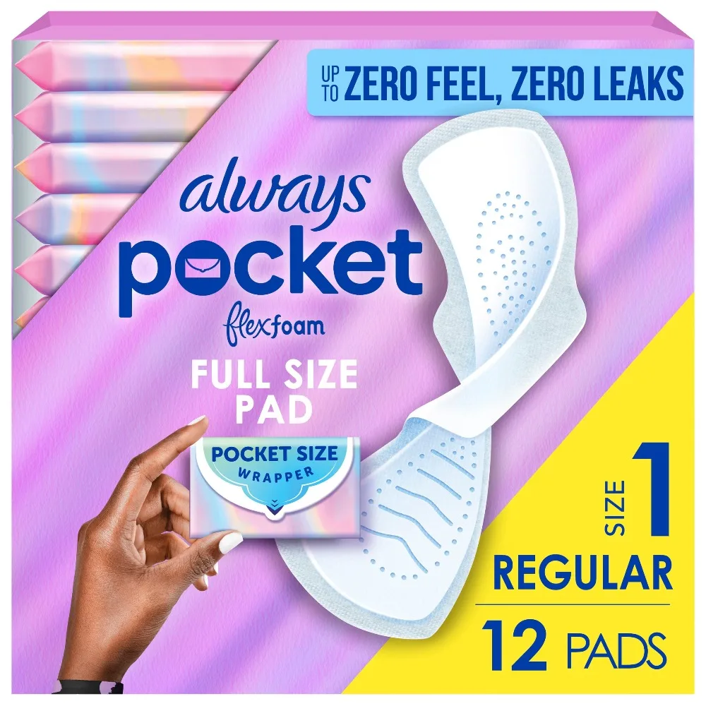 Comfortable FlexFoam Menstrual Pads for Women 12 Count