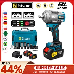 Gisam 2000N.M Torque Brushless Electric Impact Wrench 1/2 inch Screwdriver Cordless Wrench Power Tool For Makita 18V Battery Pin