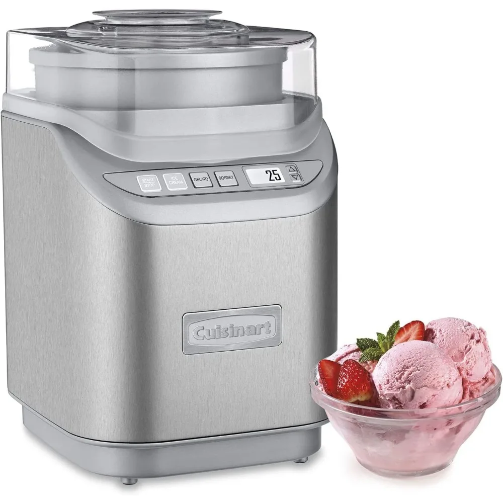 Ice Cream Maker Machine, 2 Quart, Cool Creations Frozen Yogurt, Gelato, Sorbet Maker, LCD Screen and Timer, Stainless Steel