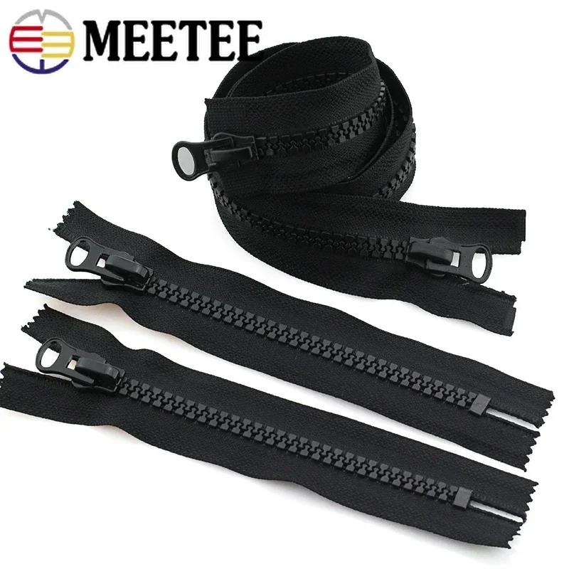 70-200cm Meetee 8# Resin Zippers Open-end Long Zipper for Jackets Coat Bags Tent Zip Repair Kit DIY Tailor Sewing Accessories