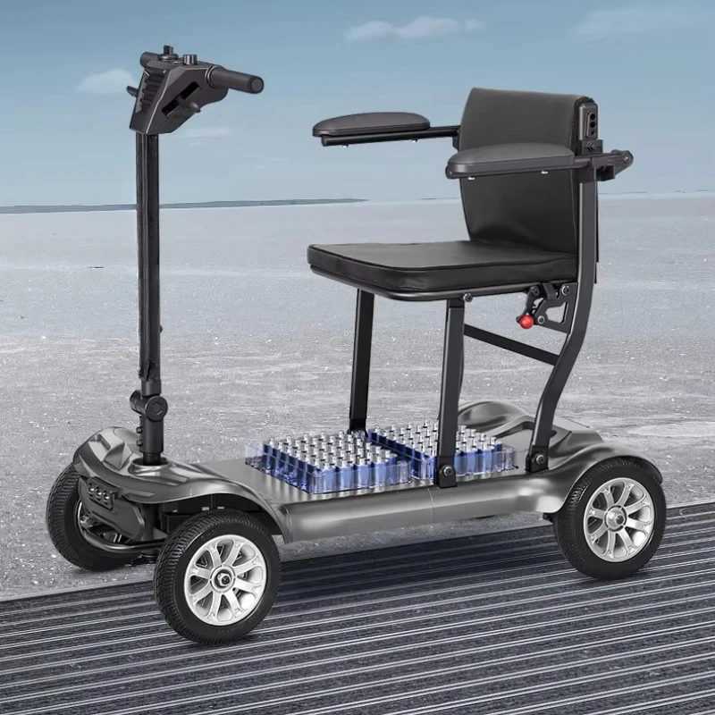 

Легкий маленький самокат, четырехколесный электрический складной автомобиль, портативный аккумуляторный автомобиль